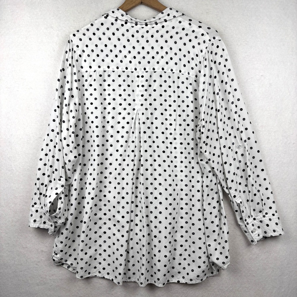 Velvet Heart Button Down Shirt Womens 2X Polka Dot Roll Tab Relaxed - Picture 2 of 6